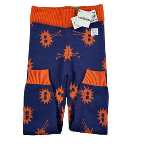 Indikidual Kids Bandit Design Acrylic Knit Leggings 5-7 Year Old Blue Orange New